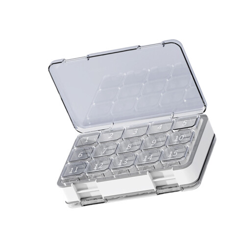 Portable 30 Day Medicine Storage Box Two Layer Design-White