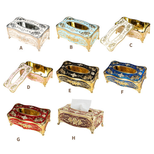 Boîte à mouchoirs classique d'inspiration européenne-bleu doré 1