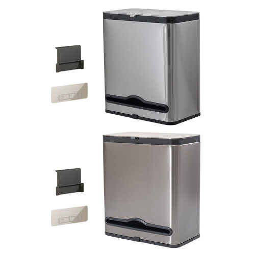 Trash Can with Tissue Box Trash Bin Wall Mounted Slide-grey 1