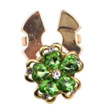 Rhinestones Button Covers for Women Elegant Flower-Grass Green