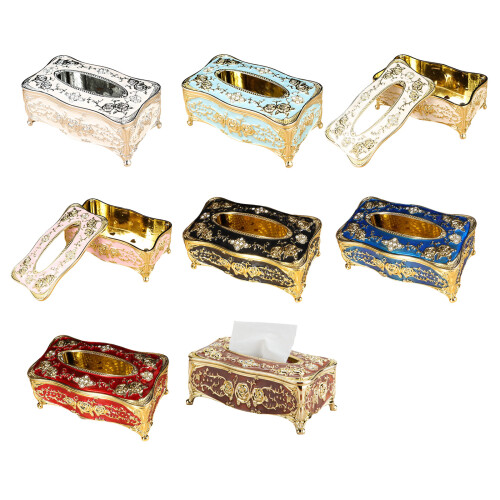 Decoratieve tissuedispenser met rozenthema,-zilverachtig wit 2