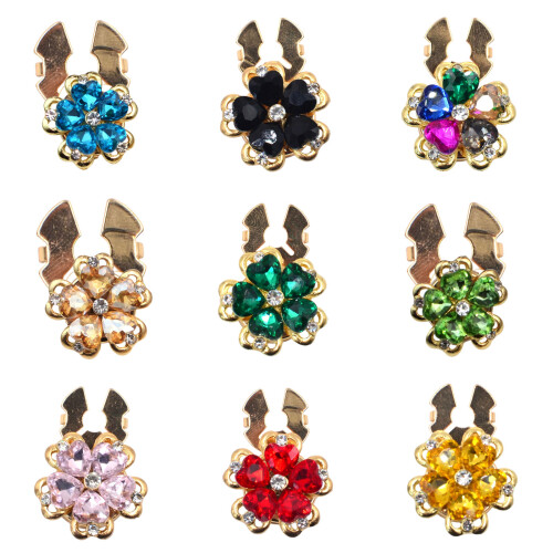 Crystals Button Covers Alloy Materials Detachable Clip On-green 1