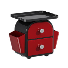 Practical 2 Layer Stackable Plastic Storage Container-black red