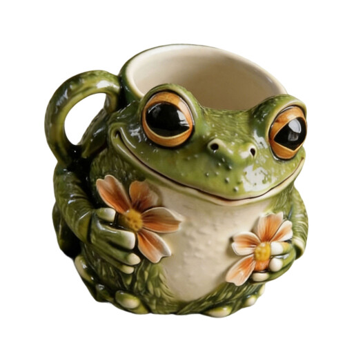 Resin Cup Frogs Shape 11oz Water Cup Easy to Wash Smooth
