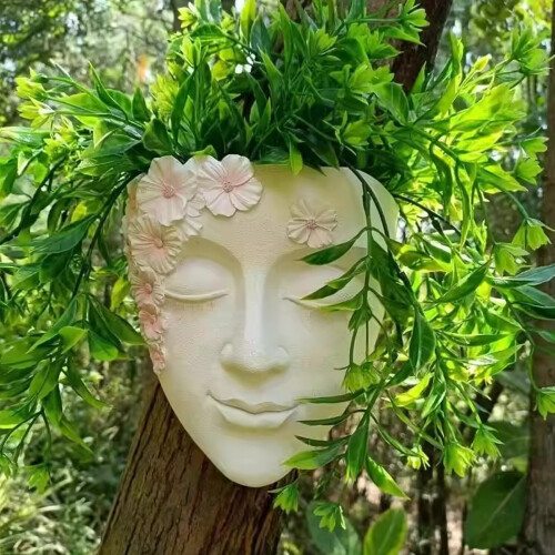Unique Wall Mounted Face Shape Planter Wall Decoration-Black 2