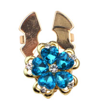 Rhinestones Button Covers for Women Elegant Flower-lake blue
