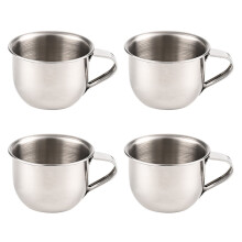 4 Miniature Stainless Steel Cups Smooth Surfaces Drinkware Ideal