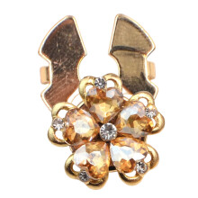 Detachable Clip on Button Covers Rhinestones Flower-champagne