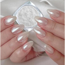 Chrome Nail Powder with Pearlescent Iridescent Effect, Mirror Finish Rose Gold Silver Pigment Kit