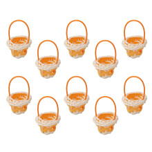 Paquet de 10 mini paniers en plastique tissés à la main-Orange