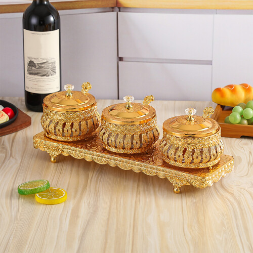 Condiment Holder Seasoning Storage Canisters With-three cans 1