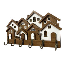 3D Wooden European House Shaped Key Holder Wall Mounted