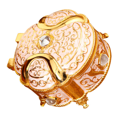 Emaille runder Schmuck-Organizer, dekoratives Etui,-Goldweiß