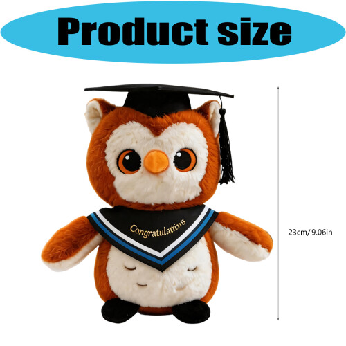 Lovely Owl Shape Plush Doll With Graduation Cap-silver gray 2
