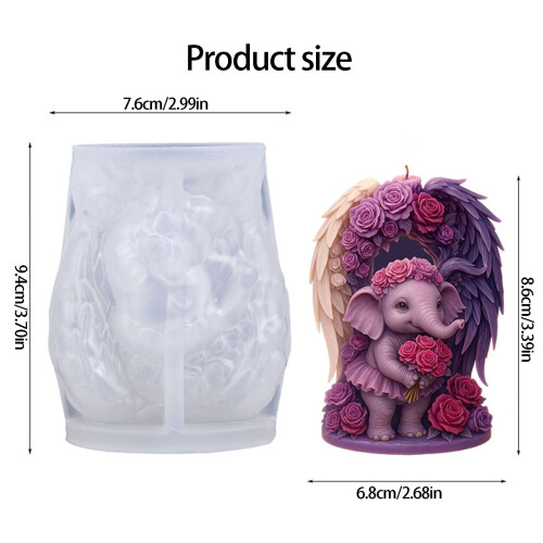 Moules en Silicone en forme de Statue d'éléphant et d'ange, pour 2