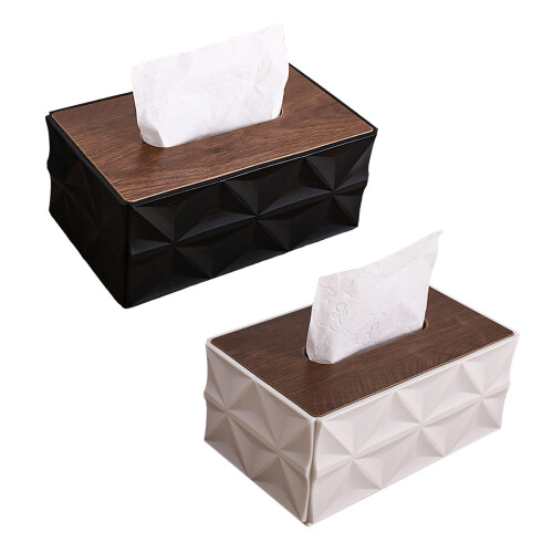 Moderner geometrischer Holzdeckel-Taschentuchbox-Halter-Schwarz 2