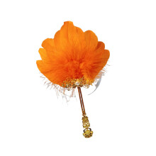 Elegant Handheld Small Feathered Fan Ideal For-Orangecolor