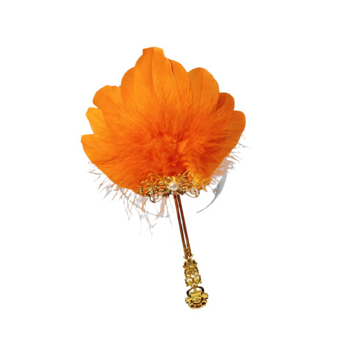 Elegant Handheld Small Feathered Fan Ideal For-Orangecolor