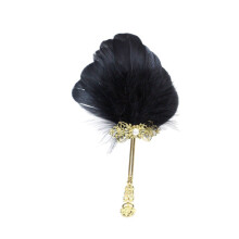 Artistic Feathered Craft Small Handheld Fan For Cultural-Black