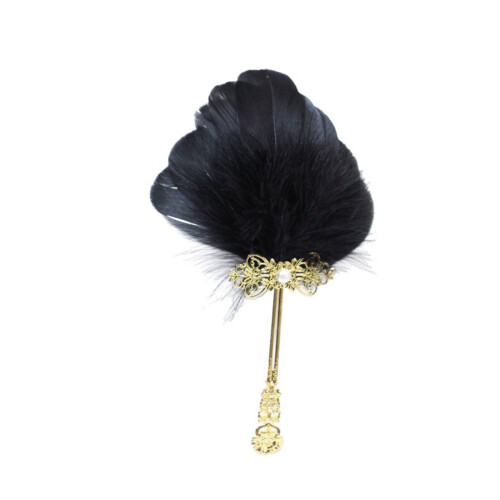 Artistic Feathered Craft Small Handheld Fan For Cultural-Black