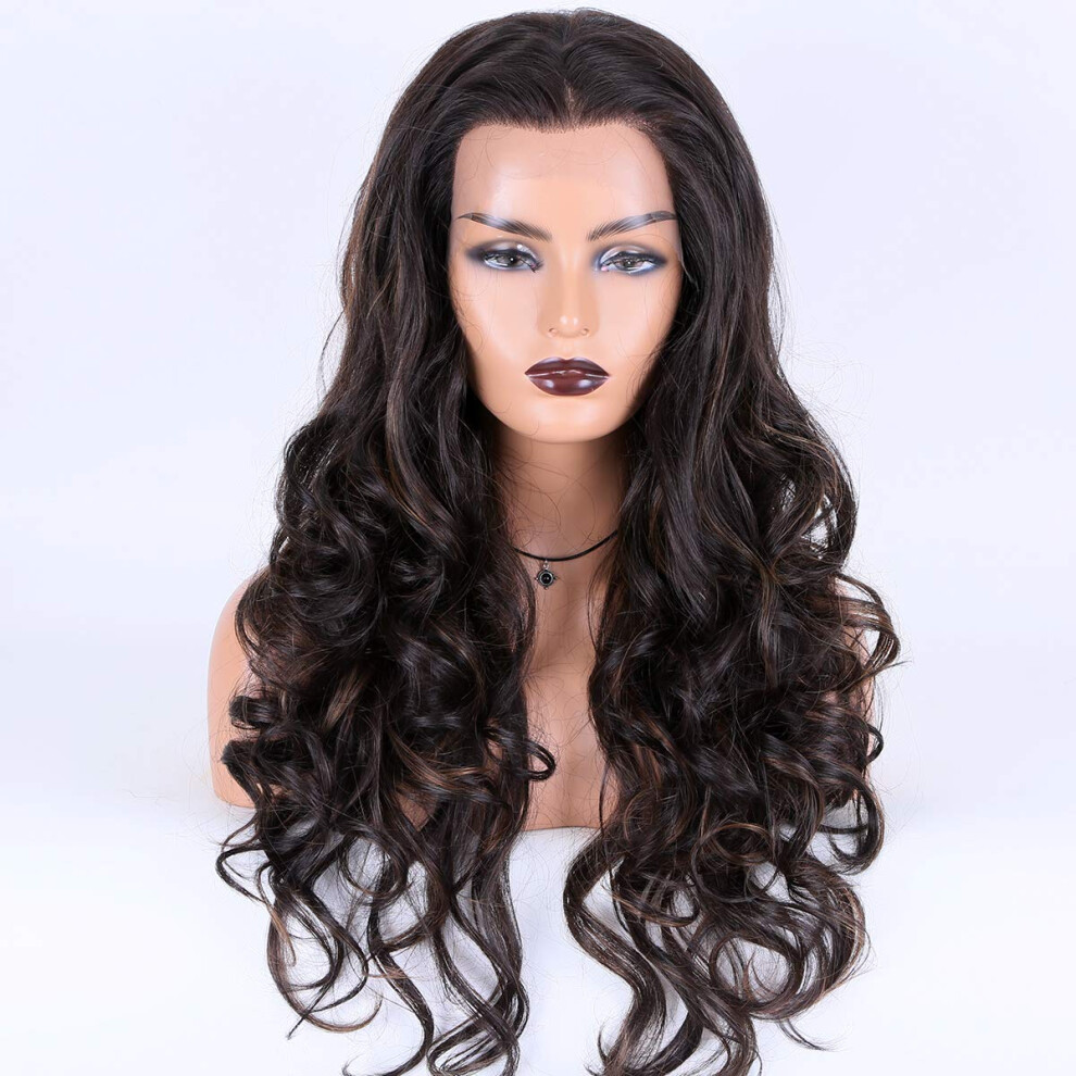 Unisex 22 Inch Wavy Synthetic Lace Front Wig For Women, Hd Lace Natural Hairline, Heat Resistant