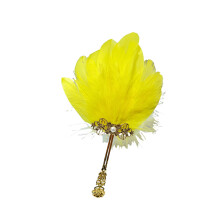Handmade Feathered Small Hand Fan For Photoshoots-Yellow