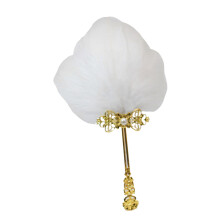 Artistic Feathered Craft Small Handheld Fan For Cultural-White