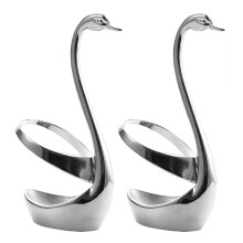 Wunderschöne Löffelablage aus Edelstahl mit Swanning-Motiv,-Weiß