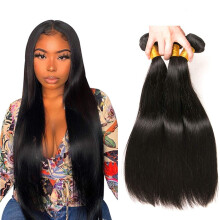 Brazilian Virgin Human Hair Bundles 16 18 20 Inch Silky Soft Straight Extensions Natural Black