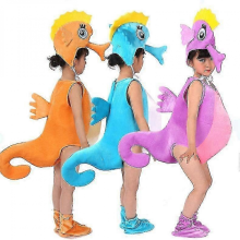 (Orange, 140cm) Sea horse costume for kids - blue, orange, purple hippocampus cosplay outfit for parties