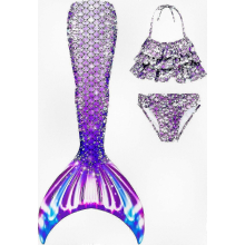 (No Fin-m37, 5-6 Years) 3-teiliges Meerjungfrauen-Schwimmset für Mädchen, inklusive Badeanzug und Accessoires, keine Monoflosse erforderlich