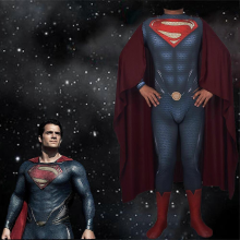 (With cloak, S) Superman Man of Steel Superman Clark Kent JumpsuitHalloween Cosplay Costume