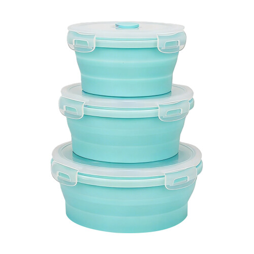 Solution de stockage alimentaire-Ensemble 3 pièces bleu ciel