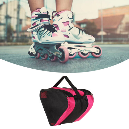 Thickened 3-Layer Triangle Waterproof Skates Bag with Adjustable Strap - Pink