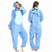 (Blue Stitch, L) Pigiama per bambini e adulti rosa e blu con Stitch, motivo animale dei cartoni animati, costume cosplay, NUOVO