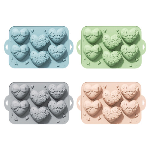 6 Cavity Multipurpose Heart Shape Dessert Mold Kitchen-Blue 1