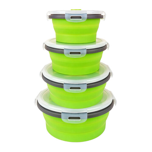 Conteneur extensible efficace de supports-Ensemble vert 4 pièces