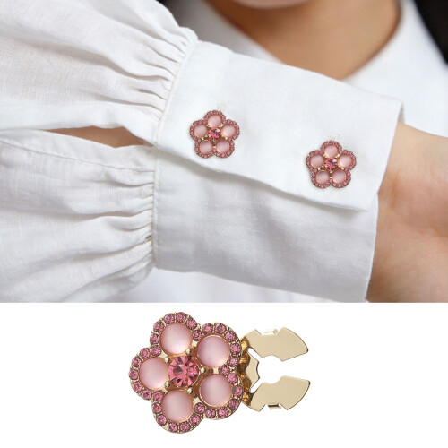 Sophisticated Florals Pattern Cufflinks Metal Button For-pink 2