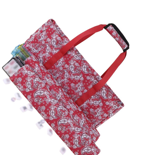 Easy Transport Mahjong Holder Featuring Multiple Sections-red 4