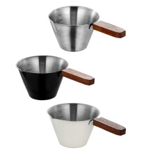 3PCS elegante espressokopje met houten handvat, roestvrij staal,