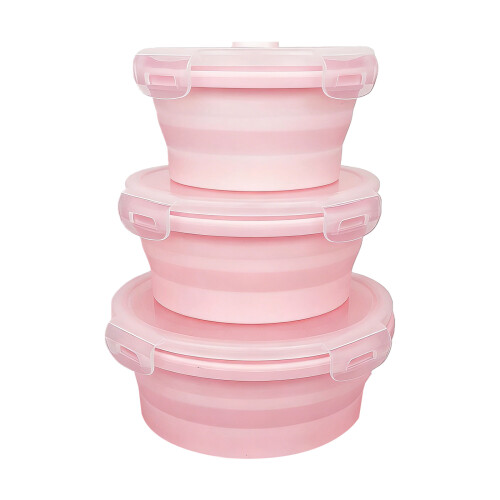 Lot de 3/4 récipients de stockage des-Ensemble 3 pièces rose