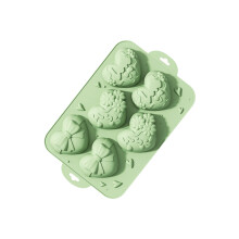 Food Grade Silicone Heart Shape Cake Mold 6 Sections-Green