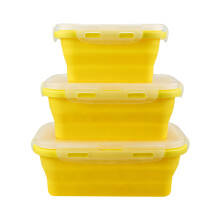 Durable Square Shape Food Carriers-Yellow three piece set