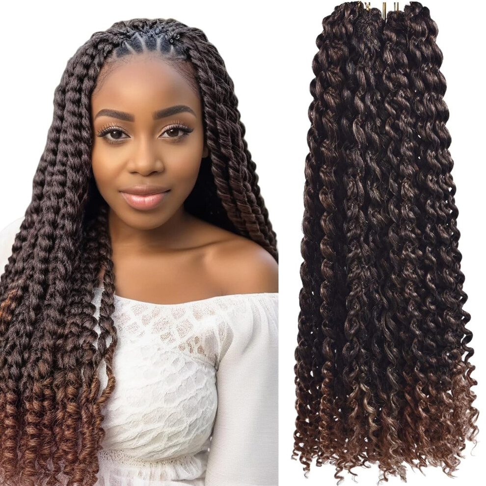 Unisex Passion Twist Hair 18 Inch Water Wave Crochet Braids Extensions T1b/30 Naturallook Lightweight