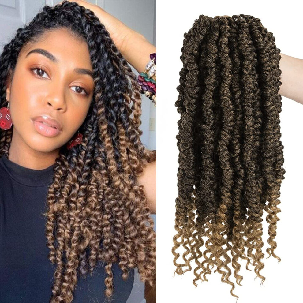 Unisex Black Passion Twist Crochet Hair For Women Prelooped Braids 14 Inch T27# 6 Packs Lightweight