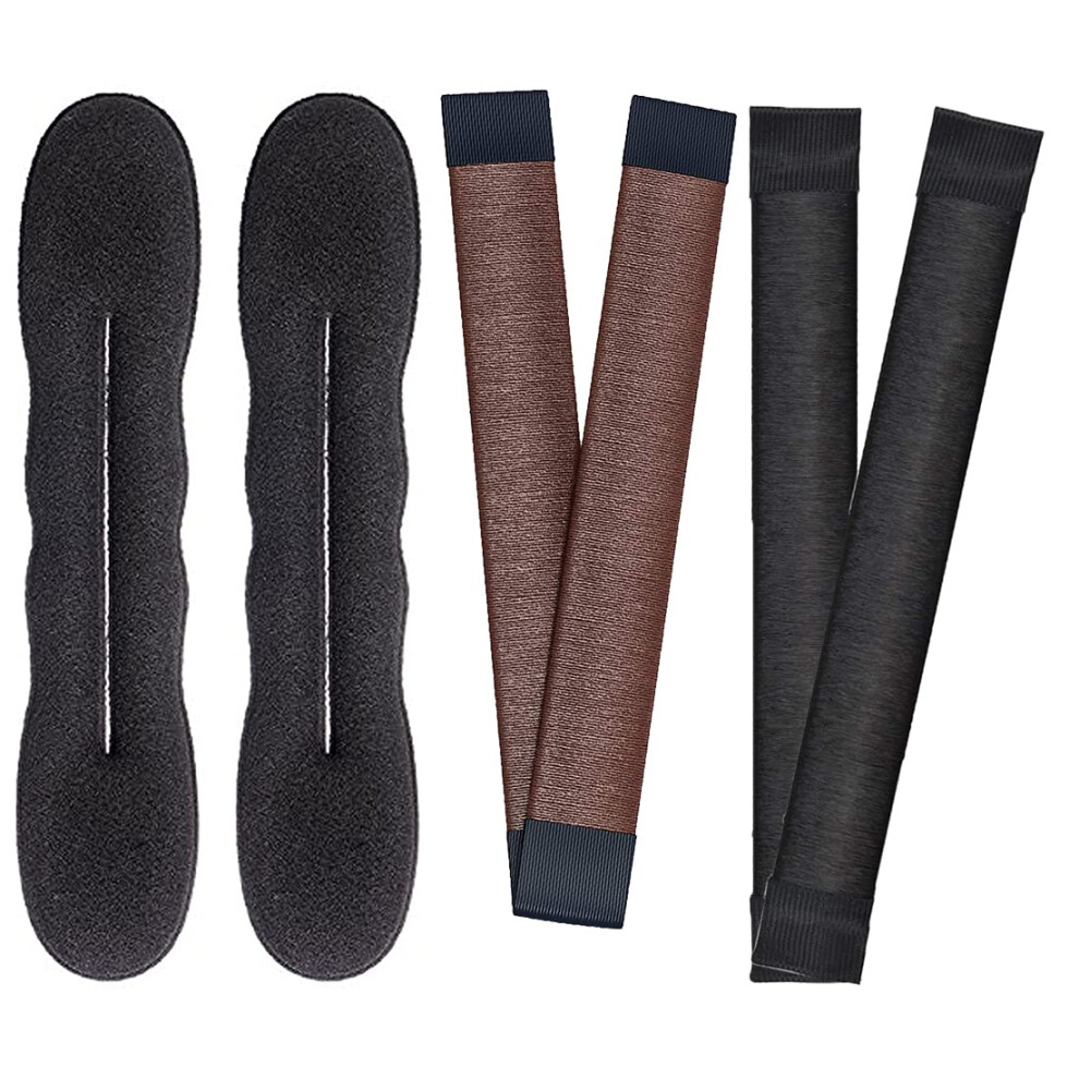 Unisex Hair Bun Maker And Bun Shaper Set 4 Pack, No Pins French Twist Updo Tool For Ballet And Daily Styling
