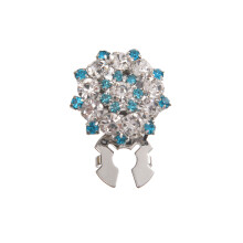 Rhinestones Alloy Button Clips Shirt-white blue diamond1