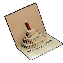 Elegant 250gsm White Cardstock 3D Birthday Cake Card Gold-4