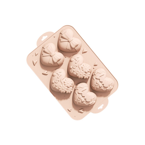 Nonstick Heart Shape 6 Cavity Silicone Mold Great for-Pink