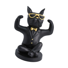 Unique French Bulldog Design Resin Wine Glass Stand Nimal-Black